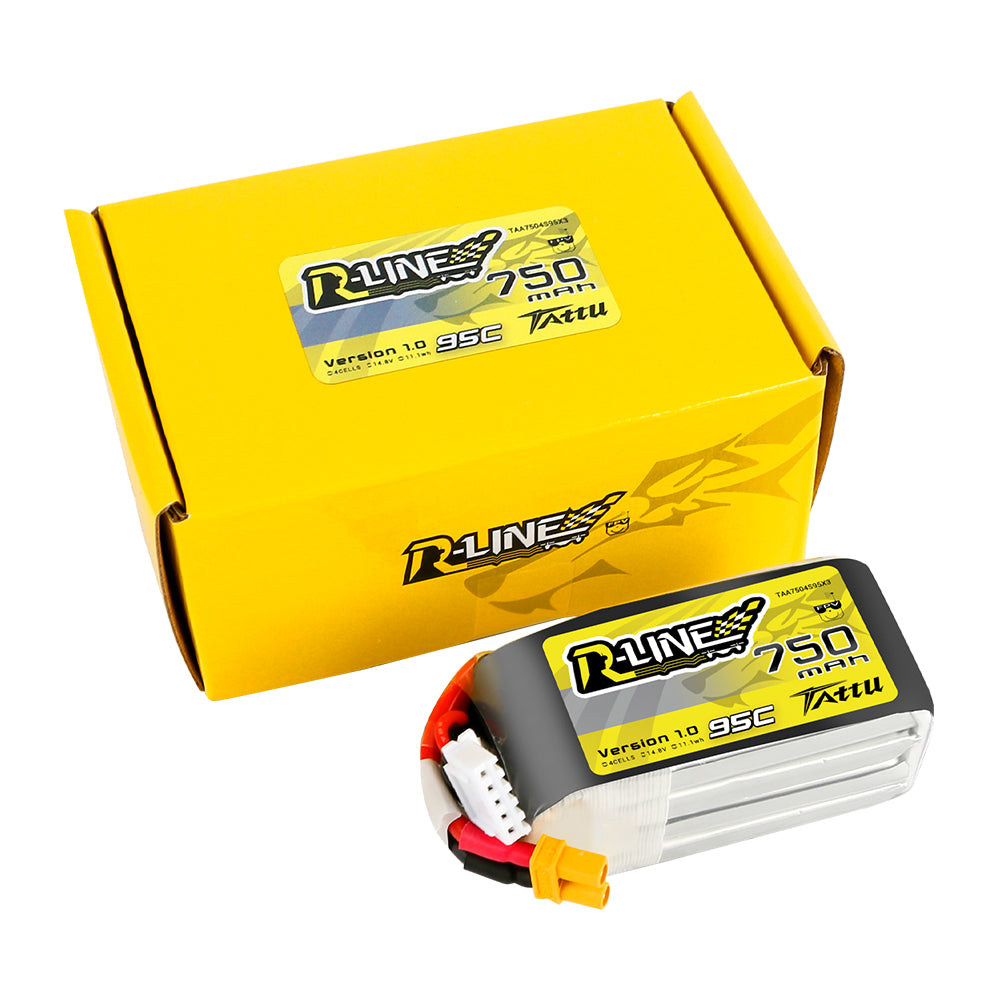 Tattu R-Line 750mAh 4S 14.8V 95C Lipo Battery with XT30