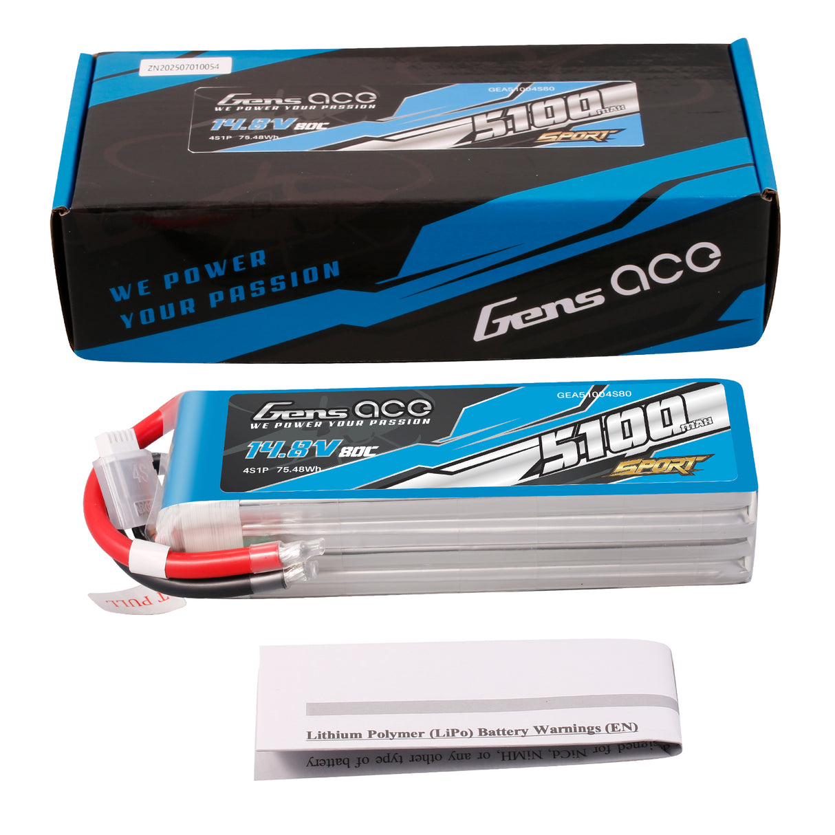 Gens ace 5100mAh 14.8V 80C 4S1P Lipo Battery Pack ( F5B )