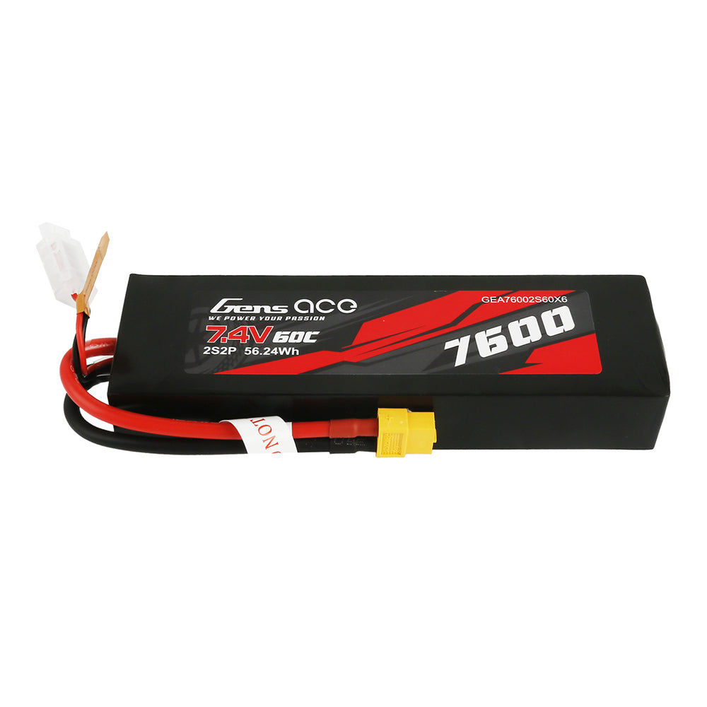 Gens ace 7600 mAh 7,4 V 60C 2S2P Lipo-Akku PC-Materialgehäuse mit XT60-Stecker