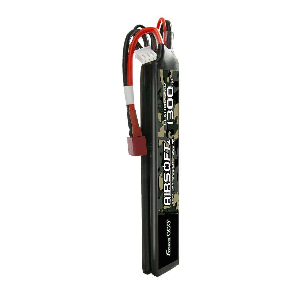 Gens ace 25C 1300mAh 2S1P 7.4V Saddle Airsoft Gun Lipo Battery with T Plug