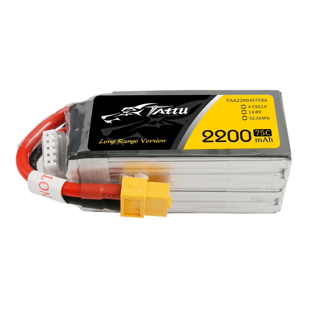 TATTU 2200mAh 14,8V 75C 4S1P Lipo Akkupack mit XT60 Langstreckenversion