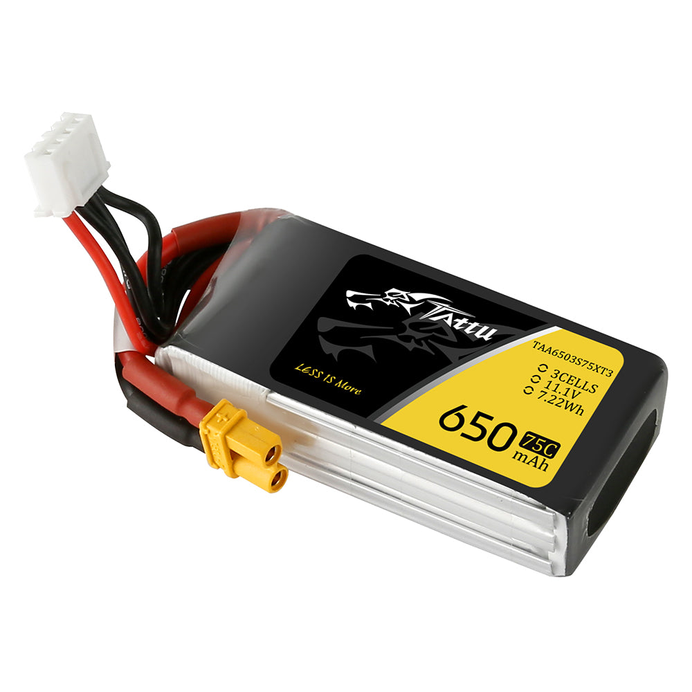 Tattu 650mAh 3S1P 75C 11.1V Lipo Battery Pack with XT30 plug