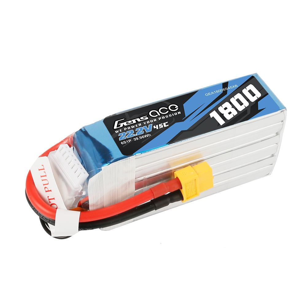 Gens ace 1800mAh 22.2V 45C 6S1P Lipo Battery Pack