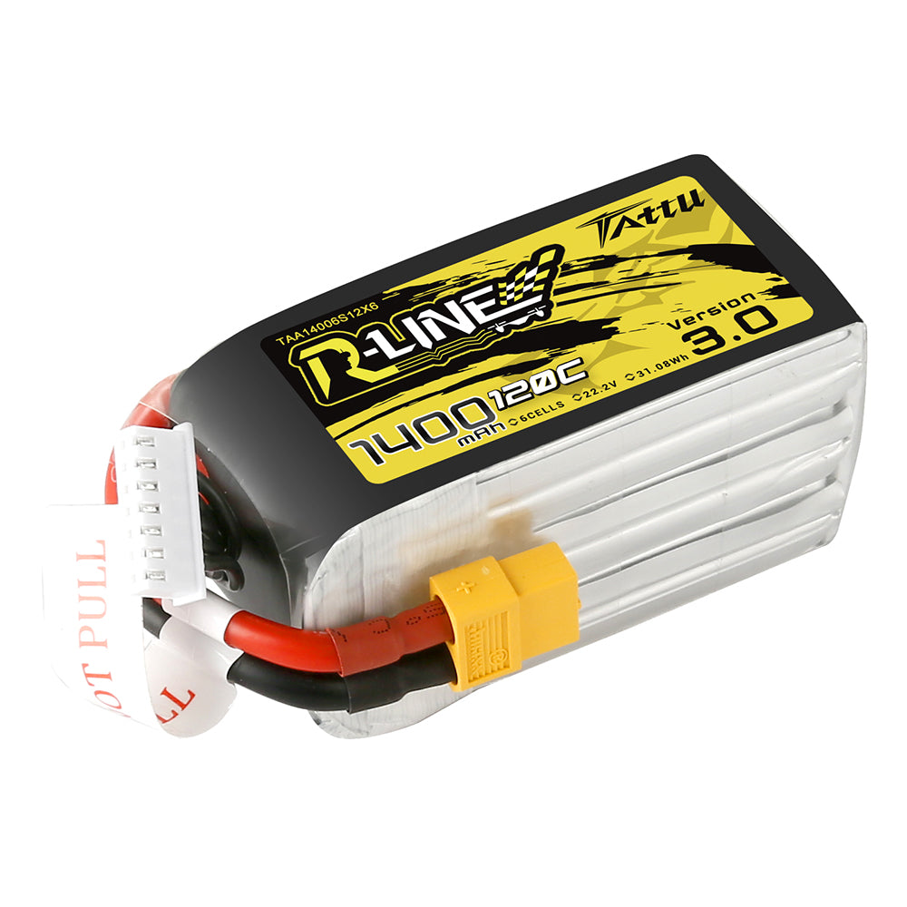 Tattu R-Line Version 3.0 1400mAh 6S 22.2V 120C Lipo Battery Pack with XT60 Plug