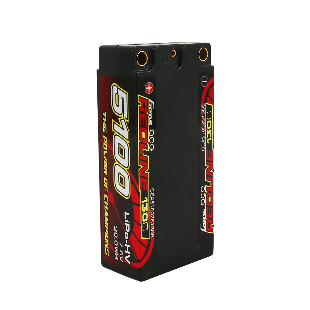 Gens ace Redline Serie 5100 mAh 7,6 V 130C 2S2P HardCase 64# HV Lipo-Akku