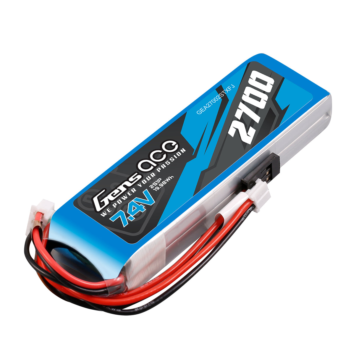 Gens ace 2700mAh 7.4V 2S Lipo Battery with Futaba+JST-EHR plug