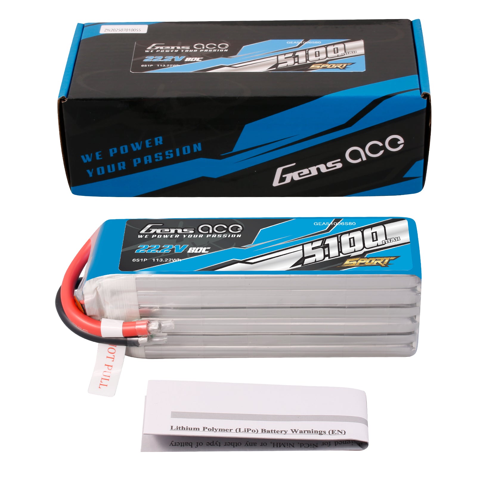 Gens ace 5100mAh 6S 80C LiPo battery ( F5B ) – Genspow GmbH
