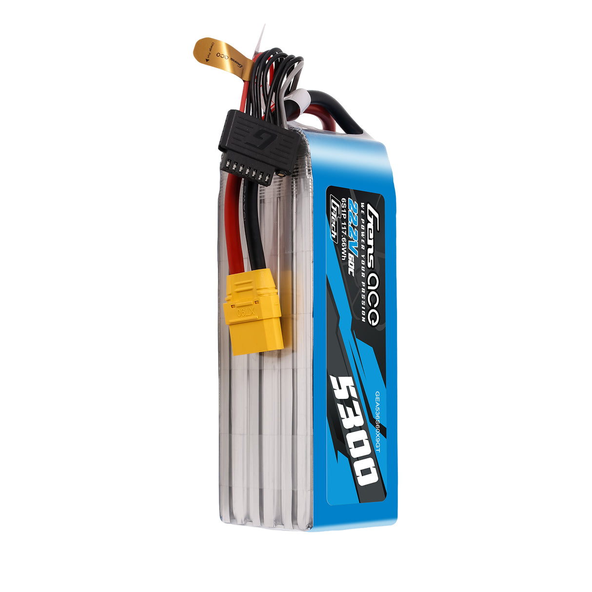Gens Ace G-Tech 5300mAh 22.2V 60C 6S1P Battery Pack with XT90 plug
