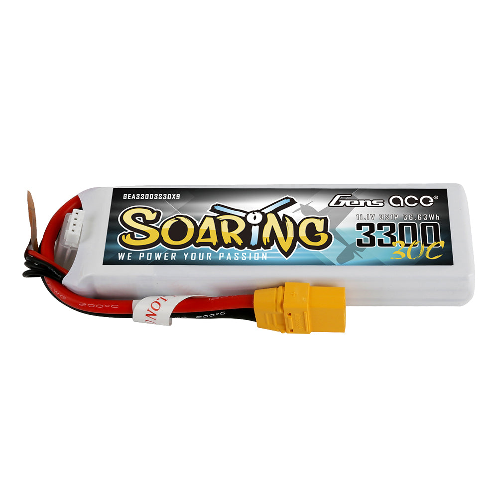 Gens ace Soaring 3300mAh 11.1V 30C 3S1P Lipo Battery Pack with XT90 plug