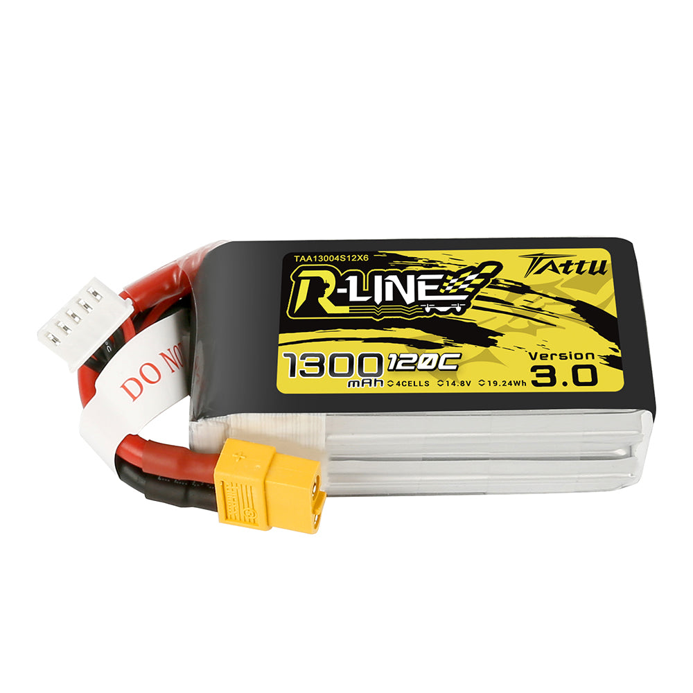 Tattu R-Line Version 3.0 1300mAh 14.8V 120C 4S1P Lipo Battery Pack with XT60 Plug