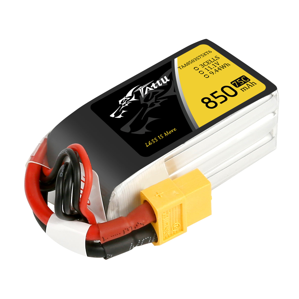 Tattu 850 mAh 11,1 V 75C 3S1P Lipo-Akku mit XT60-Stecker
