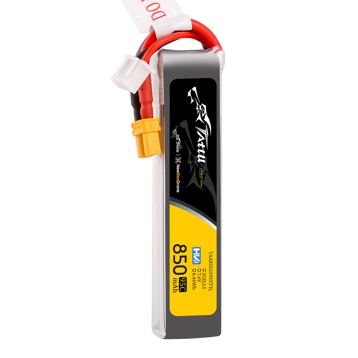 Tattu 2s 850mAh 95C 7.6V HV Lipo Battery with XT30 Long-Pack
