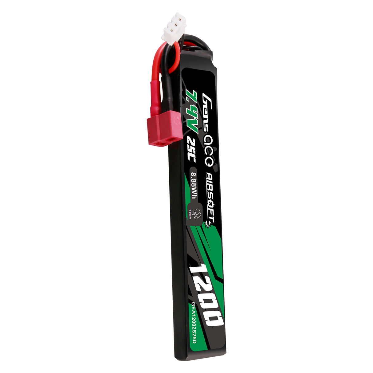 Gens ace 25C 1200mAh 2S1P 7.4V Airsoft Gun Lipo Battery with T Plug