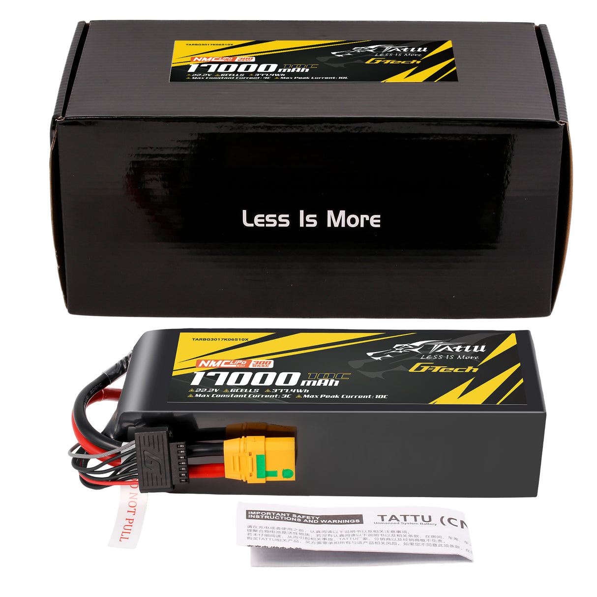 Tattu Semi-solid State 300Wh/kg 17000mAh 10C 22.2V 6S1P G-Tech Lipo Battery Pack with XT90S-F Plug