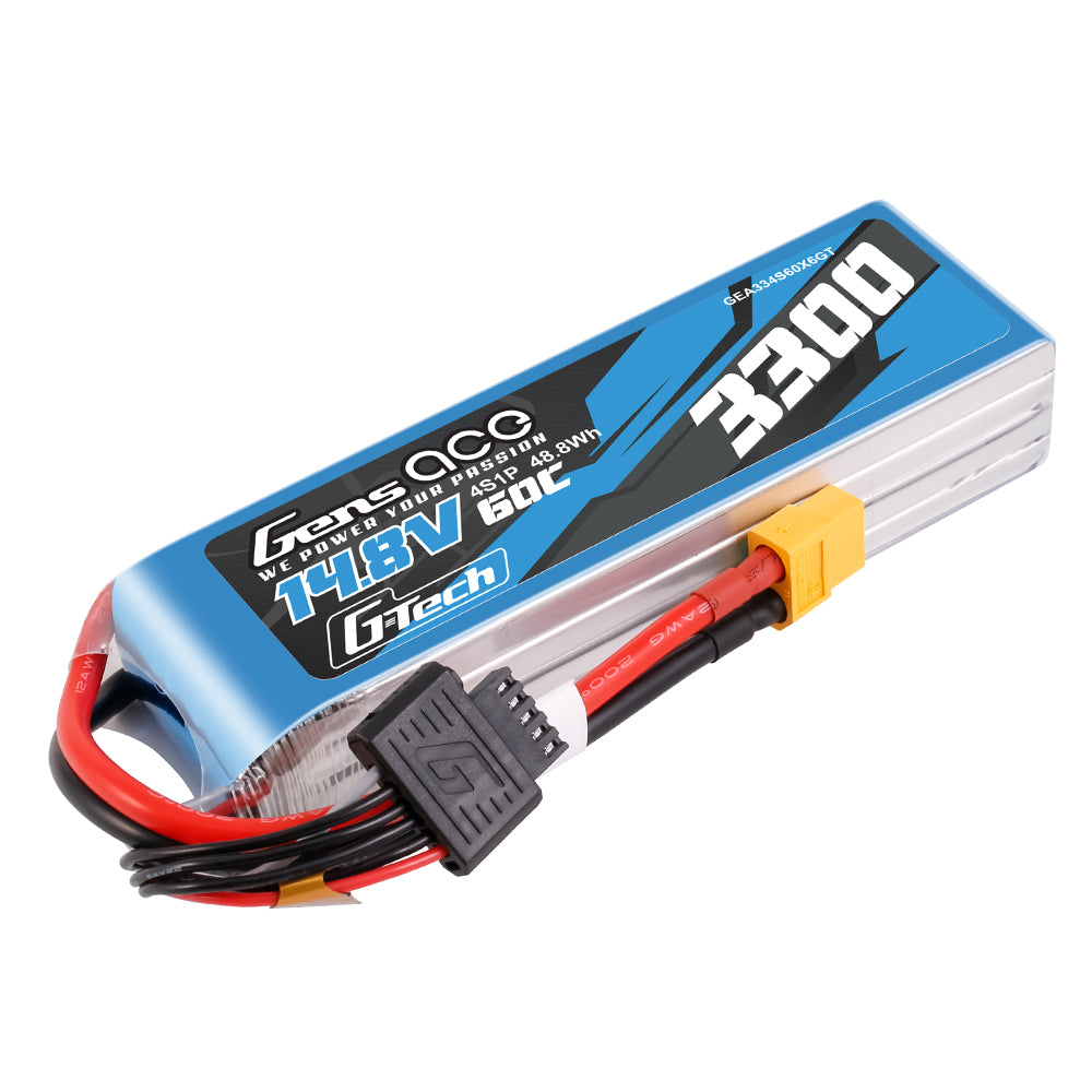 Gens ace G-Tech  3300mAh 14.8V 60C 4S1P Lipo Battery Pack with XT60 plug