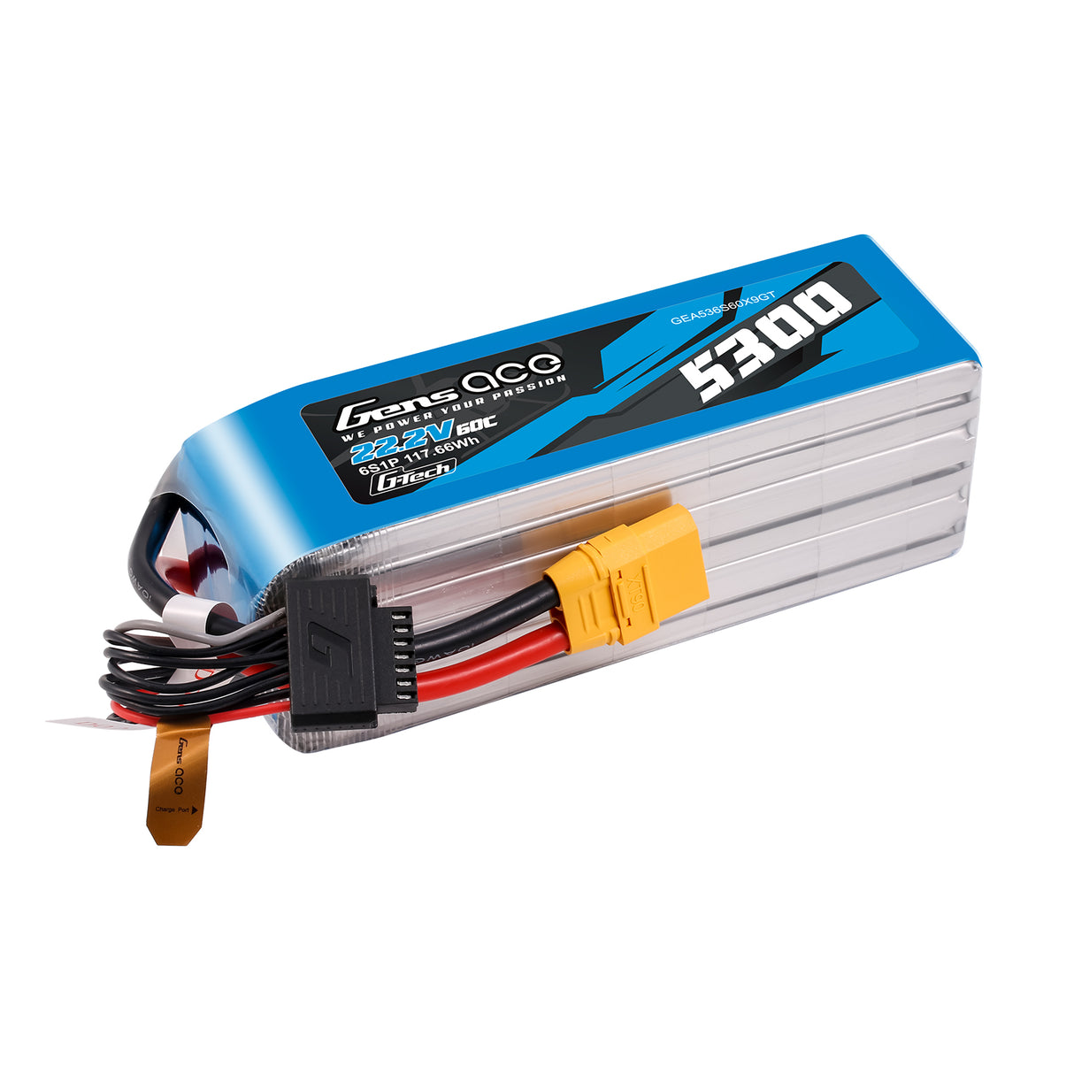 Gens Ace G-Tech 5300mAh 22.2V 60C 6S1P Battery Pack with XT90 plug