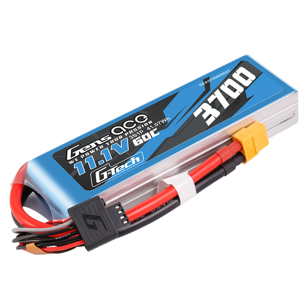 Gens Ace G-Tech 3700mAh 11.1V 60C 3S1P XT60 LIPO Battery Pack