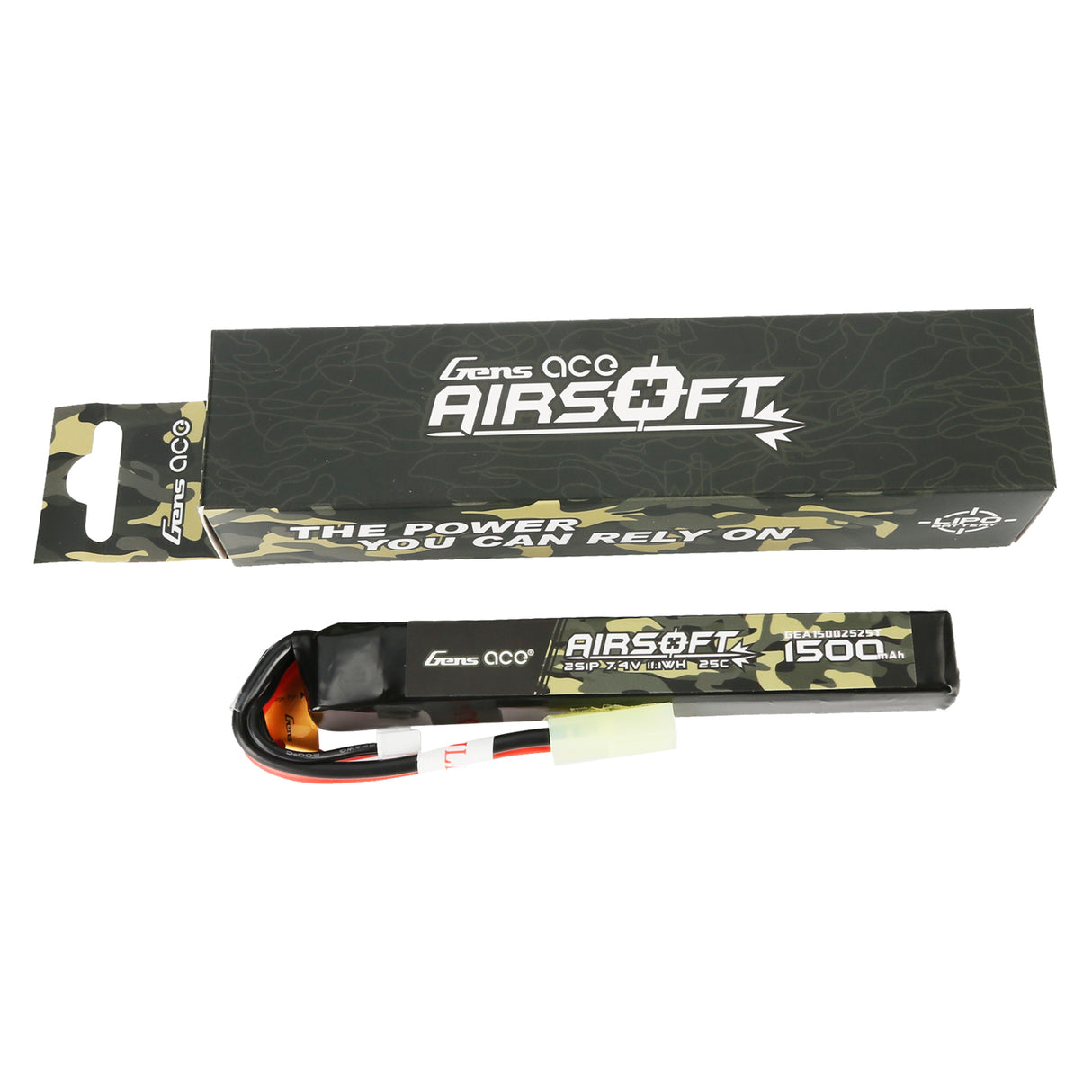 Gens ace 25C 1500mAh 2S1P 7.4V Airsoft Gun Lipo Battery with mini Tamiya Plug