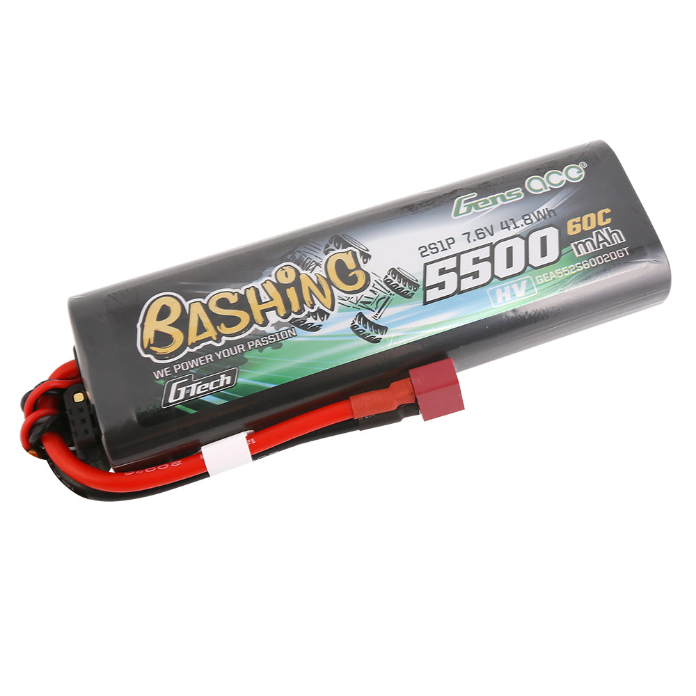 Gens ace G-Tech 5500mAh 7.6V 2S1P 60C HV car Lipo Battery Pack Hardcase 20# with T Plug Gens ace G-Tech 5500mAh 7.6V 2S1P 60C HV car Lipo Battery Pack Hardcase 20# with T Plug
