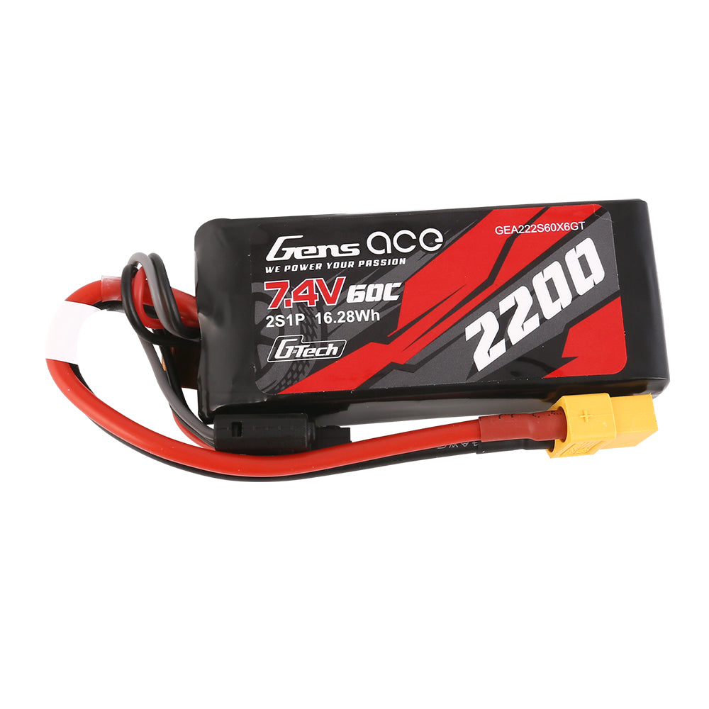 Gens ace 2200mAh 7.4V 50C 2S1P Lipo Battery With XT60 Plug Gens ace 2200mAh 7.4V 50C 2S1P Lipo Battery With XT60 Plug
