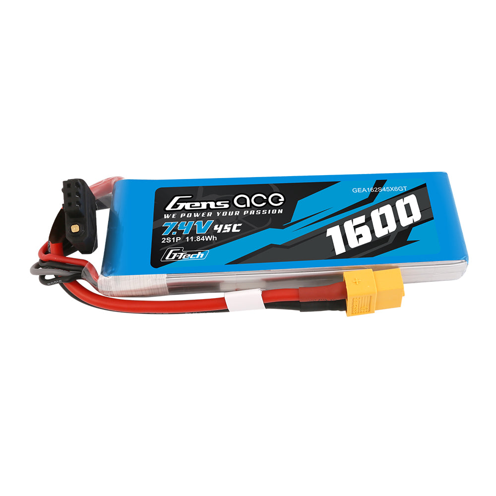 Gens ace G-Tech 1600 mAh 7,4 V 45 C 2S1P Lipo-Akkupack mit XT60-Stecker