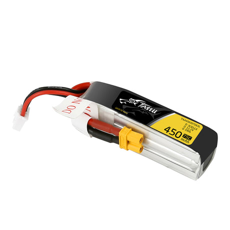 Tattu 450 mAh 11,1 V 75 C 3S1P Lipo-Akkupack mit XT30-Stecker – lange Größe für H-Rahmen