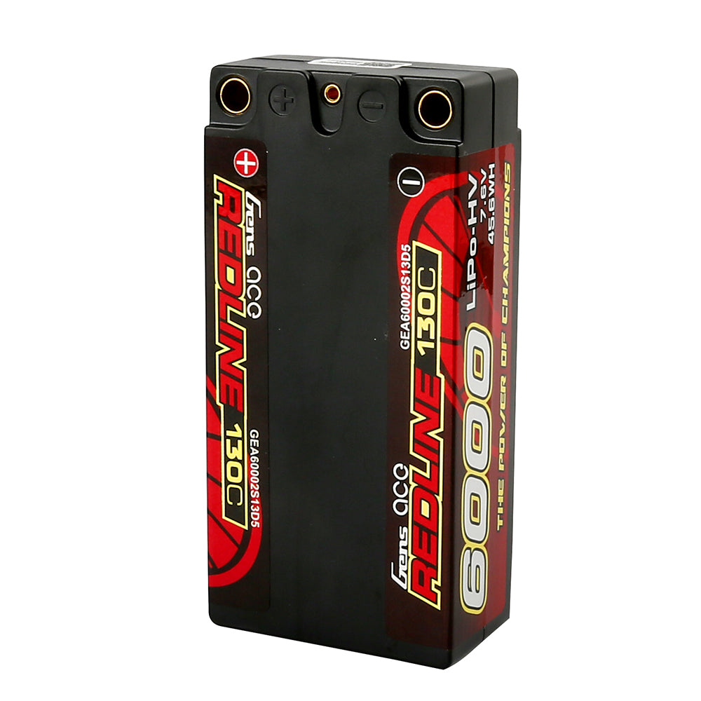 Gens ace Redline 1.0 6000mAh 2S2P 7.6V 130C HardCase 63# HV Shorty Lipo Battery