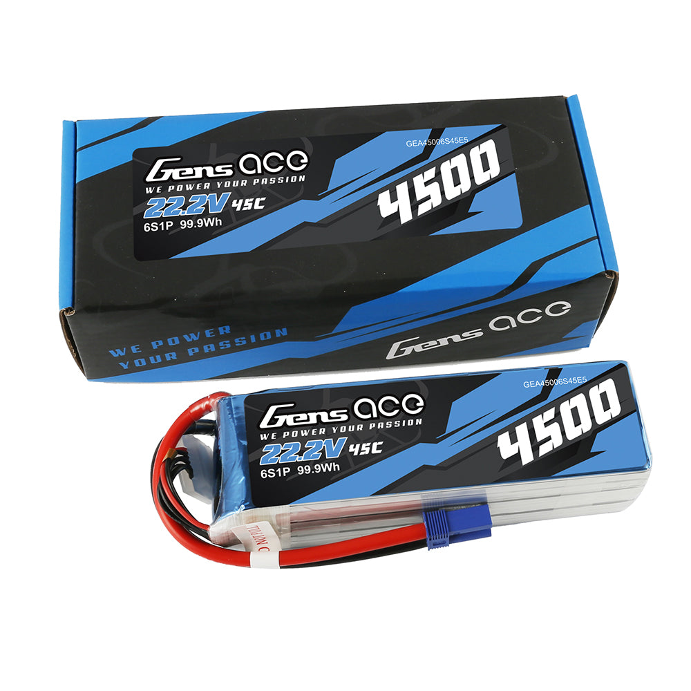 Gens ace 4500mAh 22.2V 45C 6S1P Lipo Battery Pack for Goblin 500