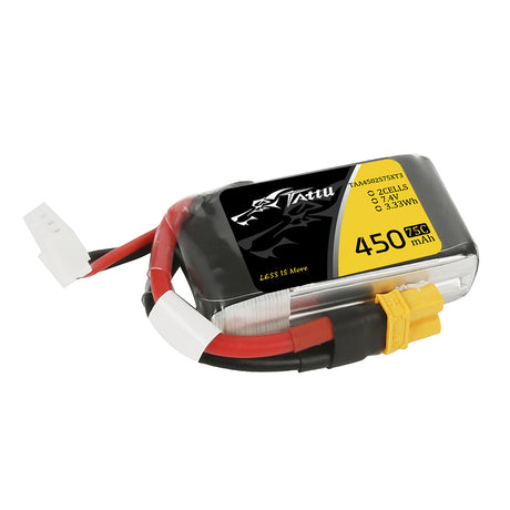 Tattu 450 mAh 2S 75C 7,4 V Lipo-Akkupack mit XT30-Stecker