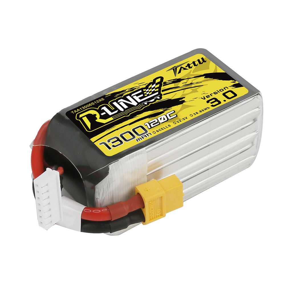 Tattu R-Line Version 3.0 1300 mAh 22,2 V 120C 6S1P Lipo-Akkupack mit XT60-Stecker