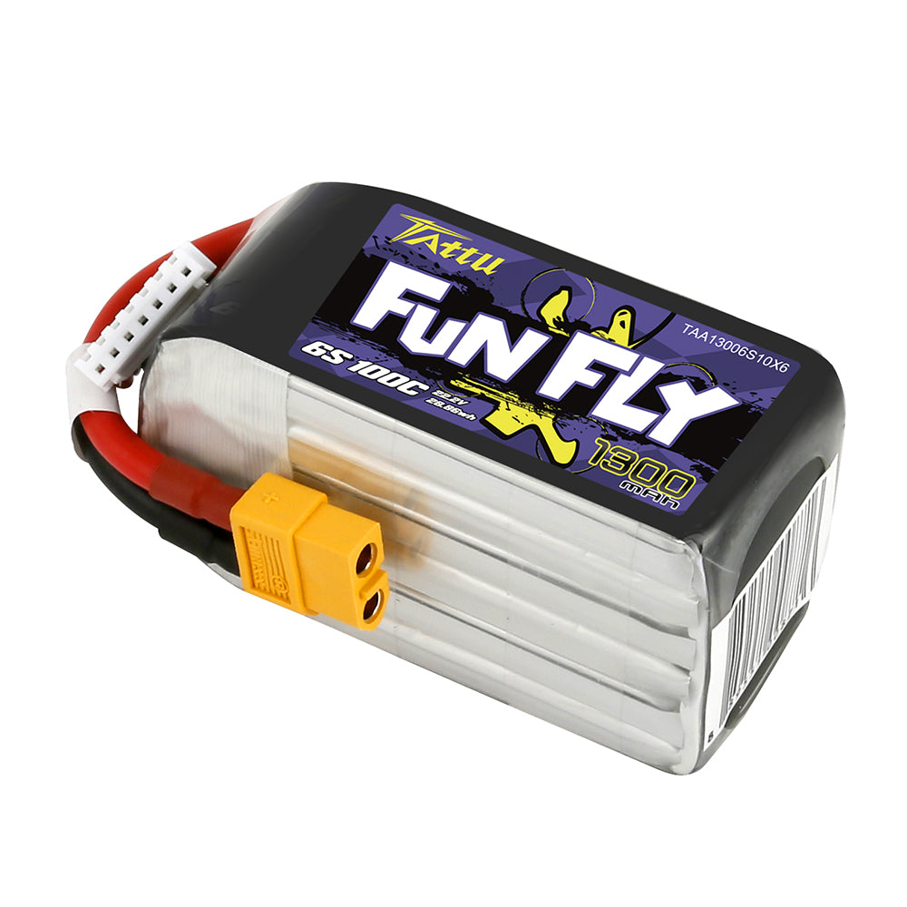 Tattu Funfly Series 1300mAh 22.2V 100C 6S1P Lipo Battery Pack with XT60 Plug