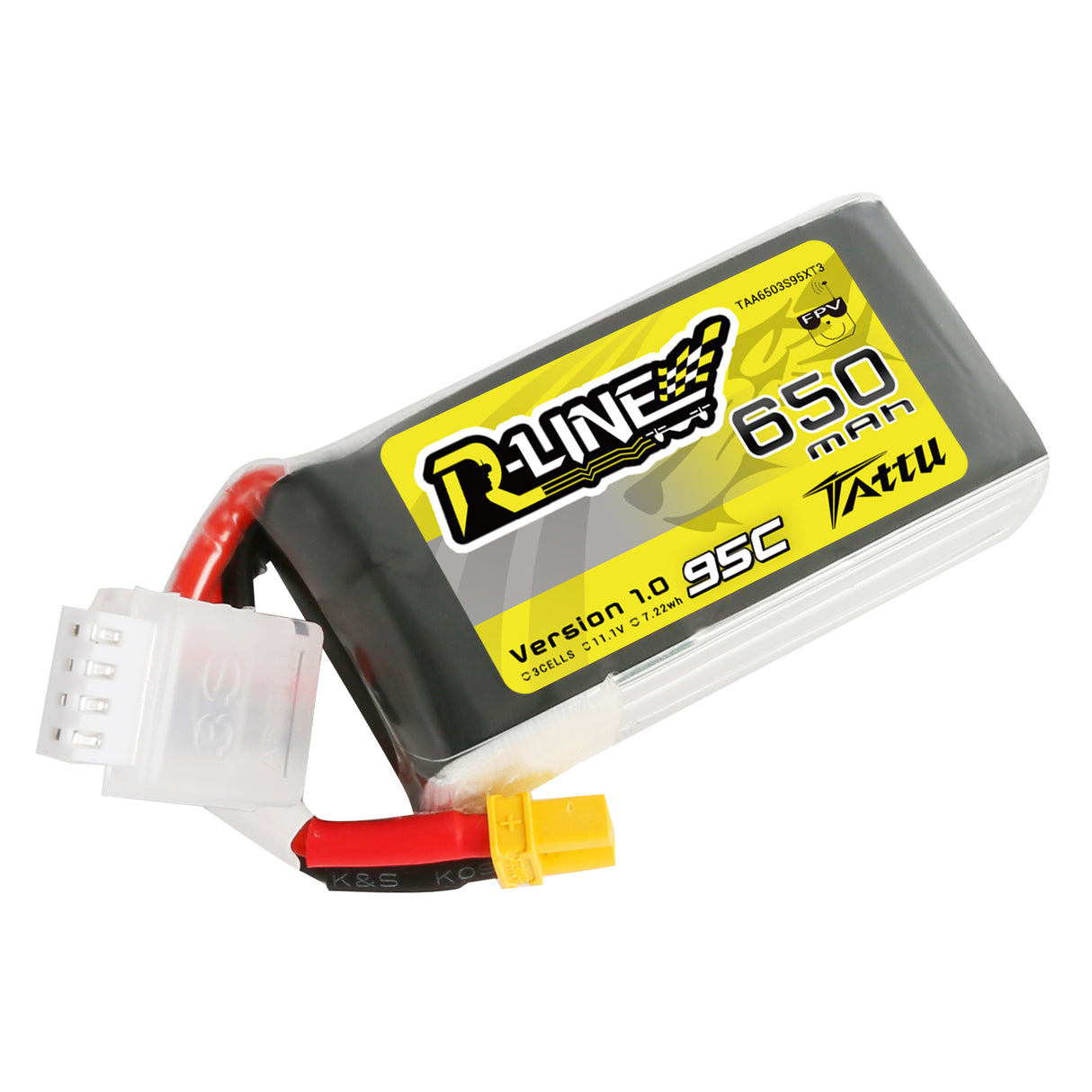 Tattu R-Line 650mAh 3S 11.1V 95C Lipo Battery with XT30