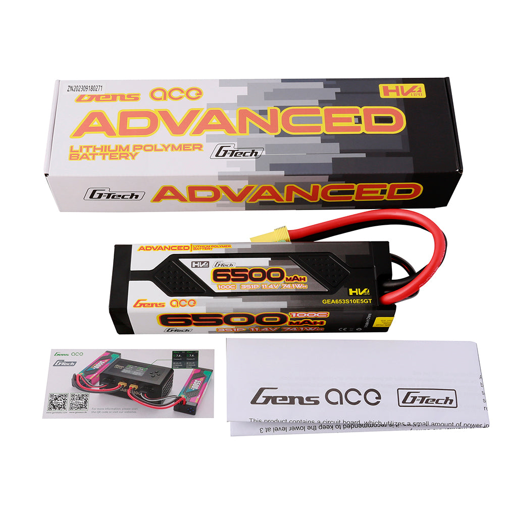 Gens ace G-Tech Advanced 6500 mAh 11,4 V 100C 3S1P HardCase 60# Lipo-Akkupack mit EC5