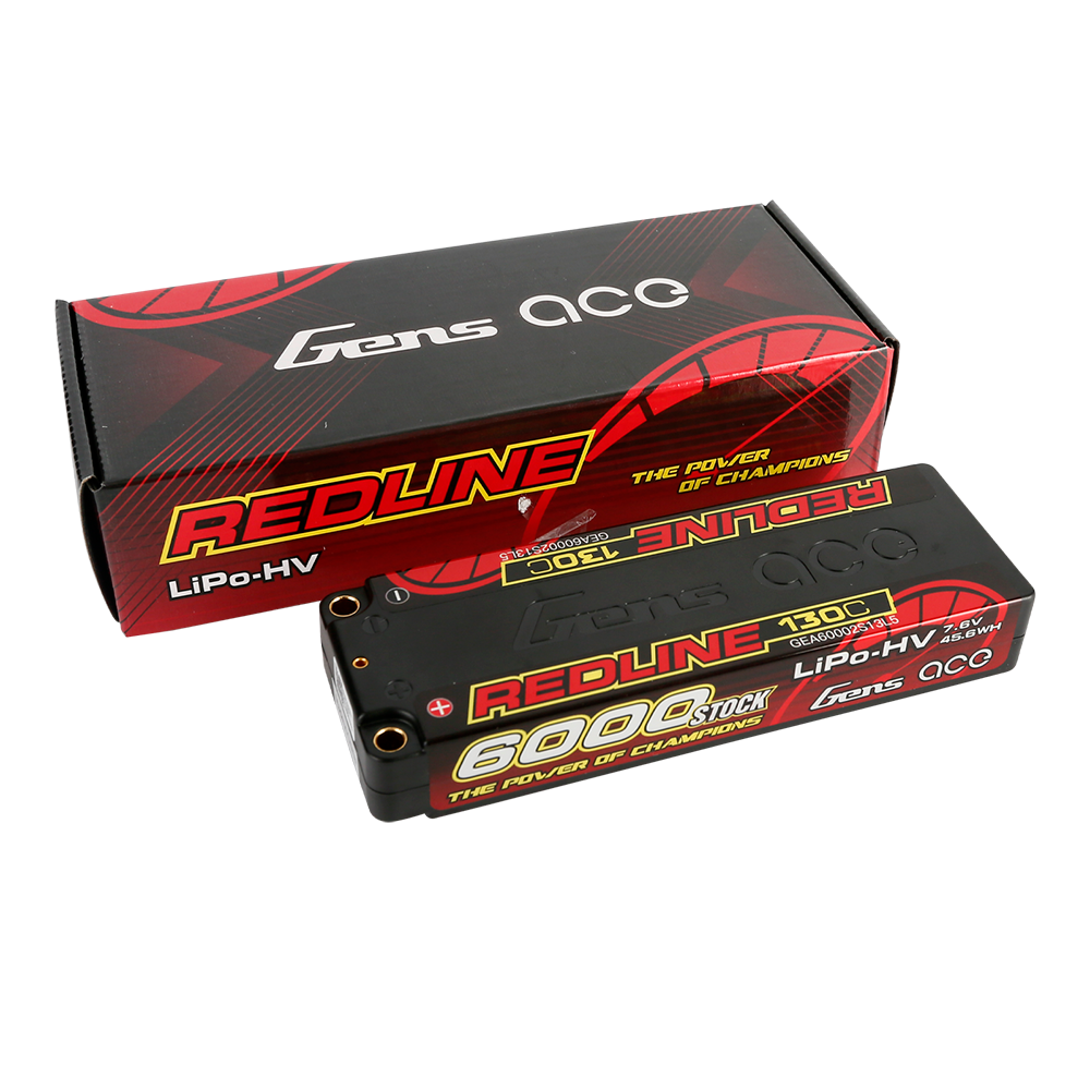 Gens ace Redline Serie 6000 mAh 7,6 V 130C 2S2P HardCase 57# HV Lipo-Akku