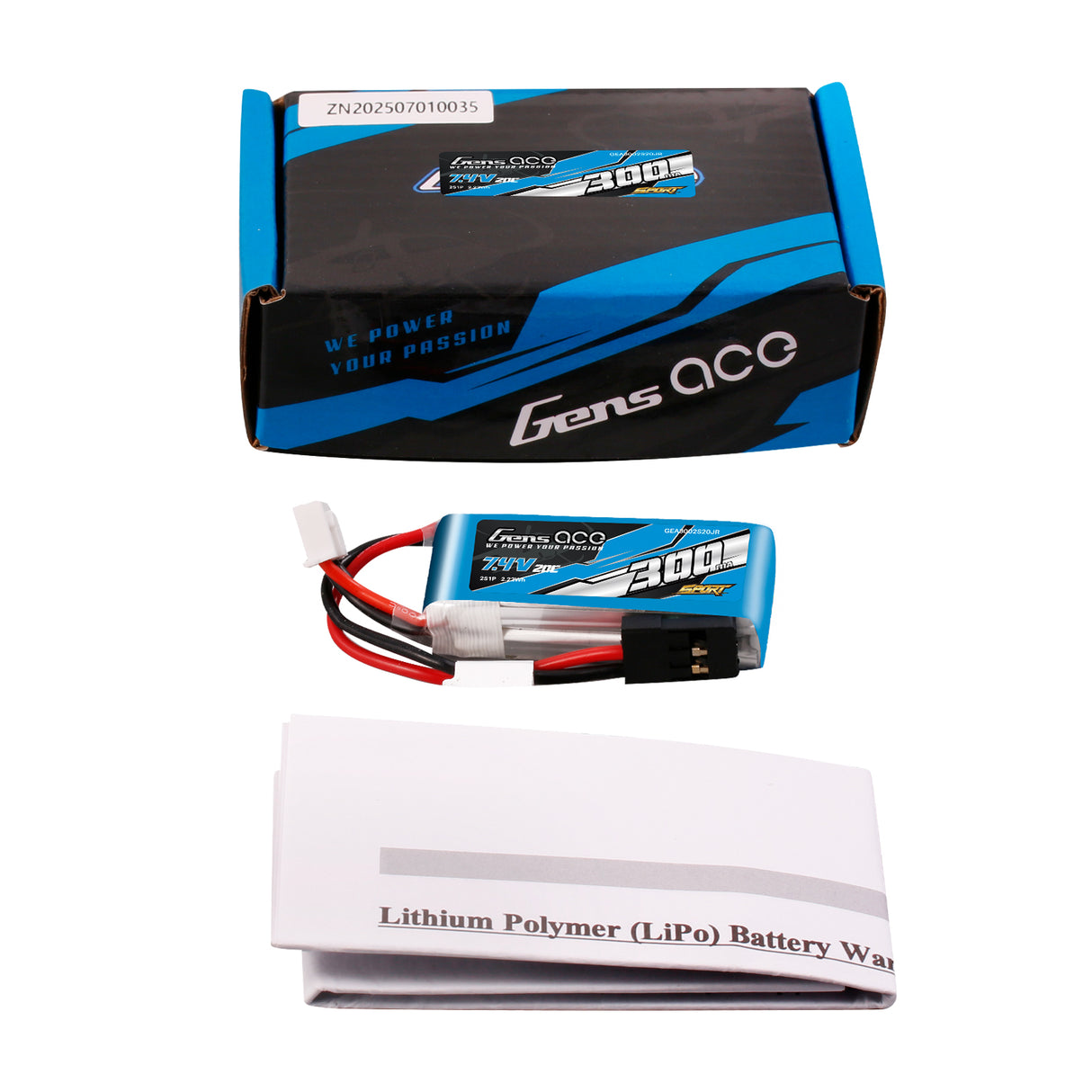 Gens ace 300mAh 7.4V 20C 2S1P Lipo Battery