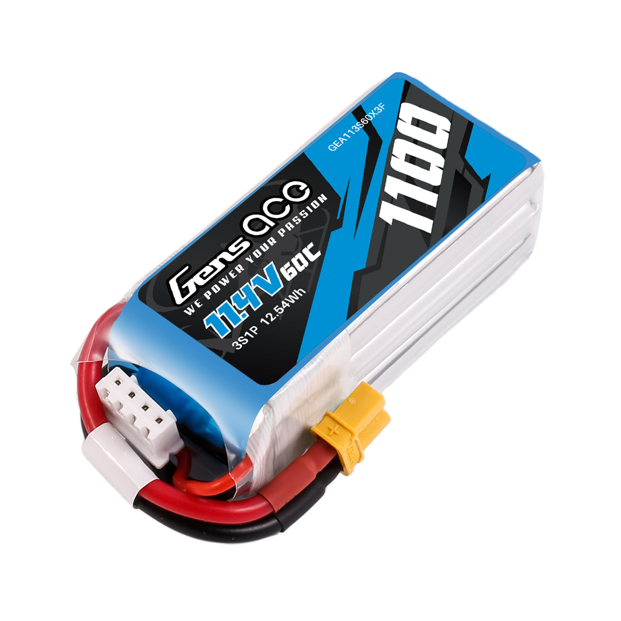 Gens ace 1100mAh 11.4V 60C 3S1P Lipo Battery Pack with XT30-plug