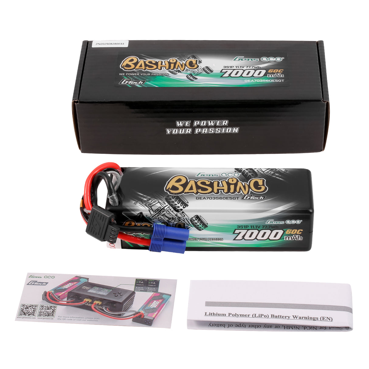Gens Ace Bashing 7000mAh 3S 60C 11.1V G-Tech Lipo Battery with EC5 Plug