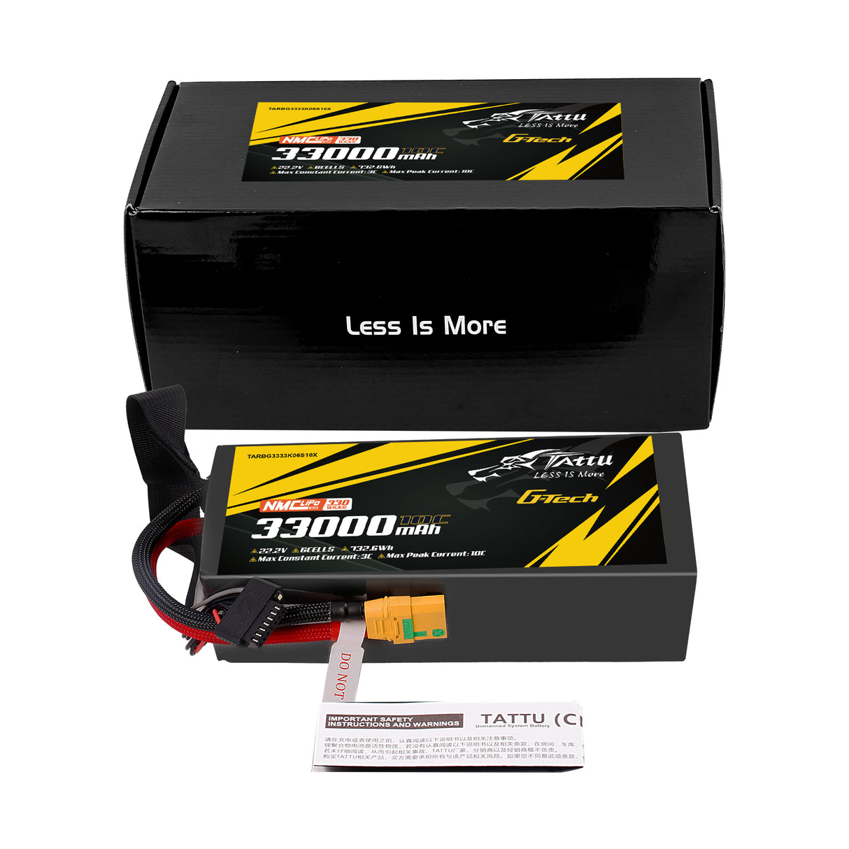 Tattu Semi-solid State 330Wh/kg 33000mAh 10C 22.2V 6S1P G-Tech Lipo Battery Pack with XT90-S plug