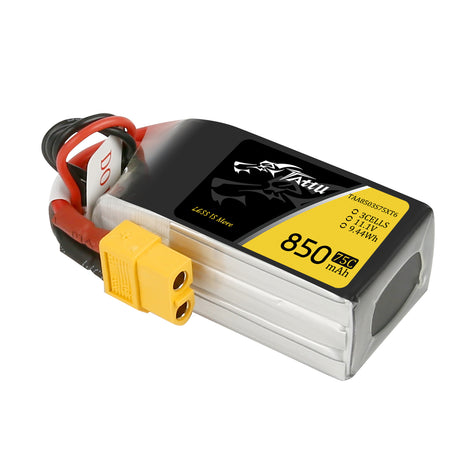 Tattu 850 mAh 11,1 V 75C 3S1P Lipo-Akku mit XT60-Stecker