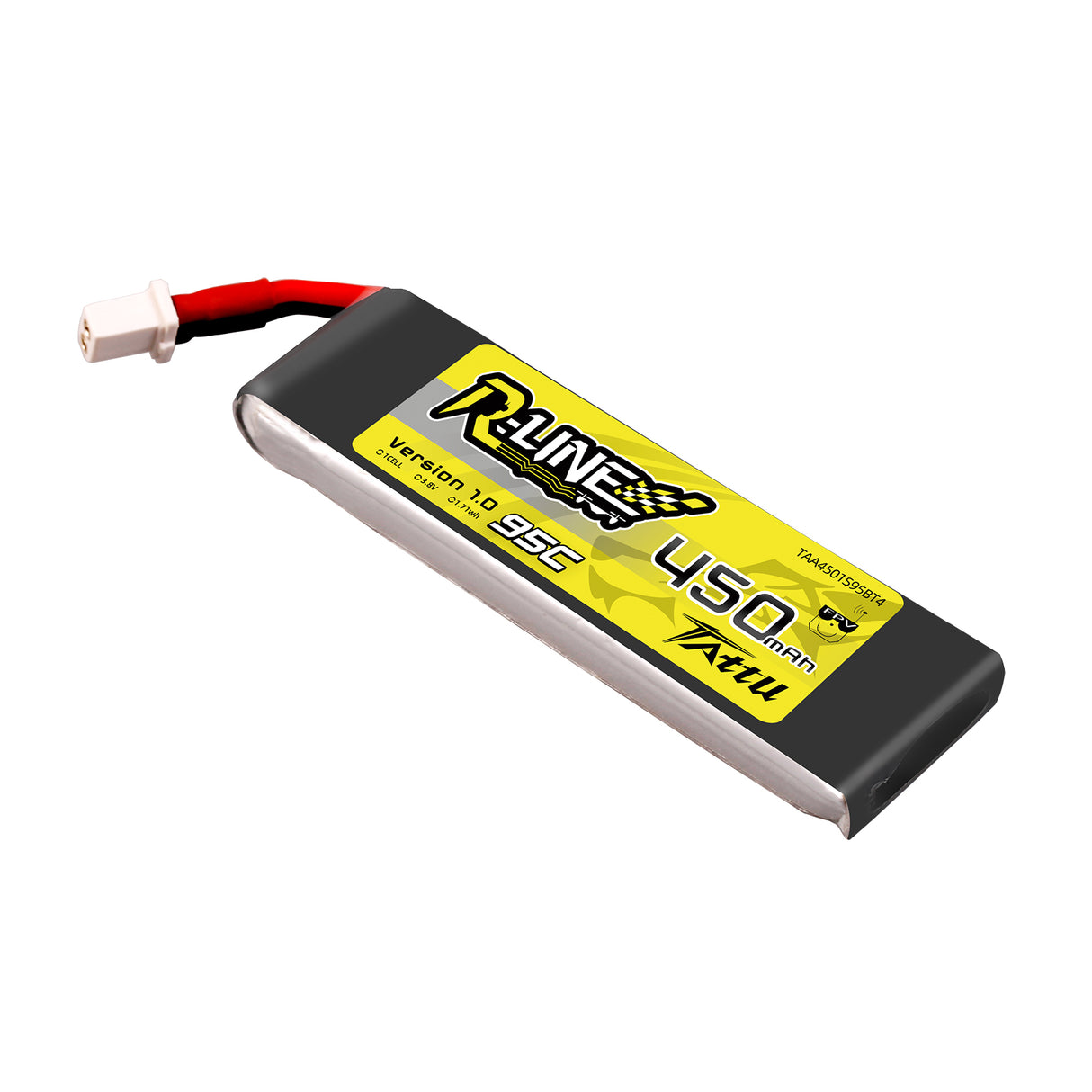 Tattu R-Line 450mAh 3.8V 1S1P 95C Lipo Battery  with  BT2.0 Plug