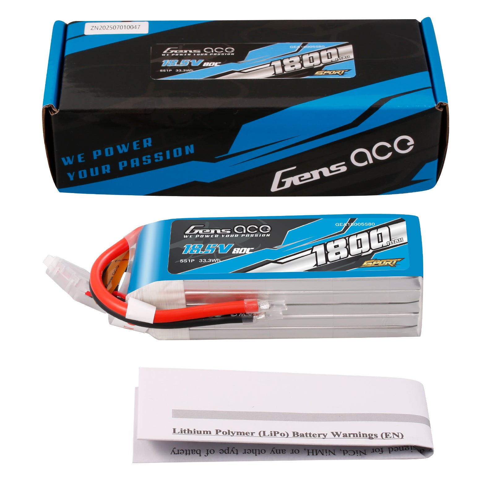 Gens ace 1800mAh 5S 18.5V 80C Lipo Battery （ F5B ) – Genspow GmbH