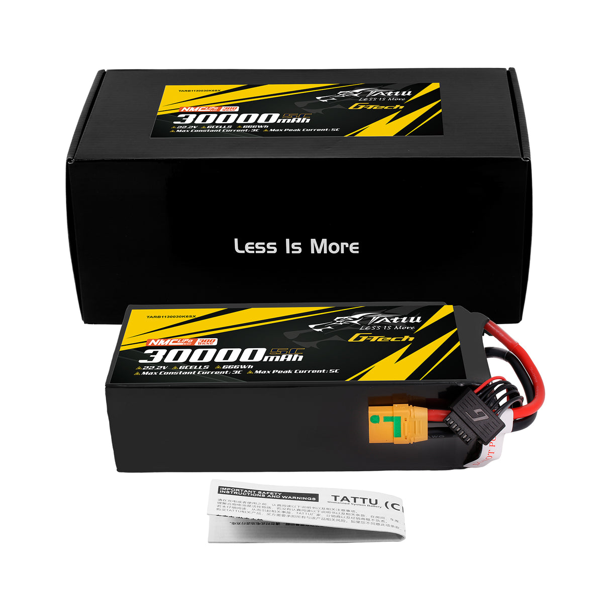 Tattu Semi-solid State 30000mAh 5C 22.2V 6S1P G-Tech Lipo Battery Pack with XT90S-F