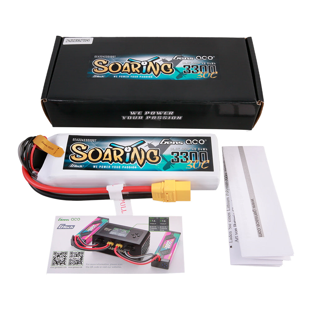 Gens ace G-Tech Soaring 3300 mAh 14,8 V 30C 4S1P Lipo-Akkupack mit XT90-Stecker