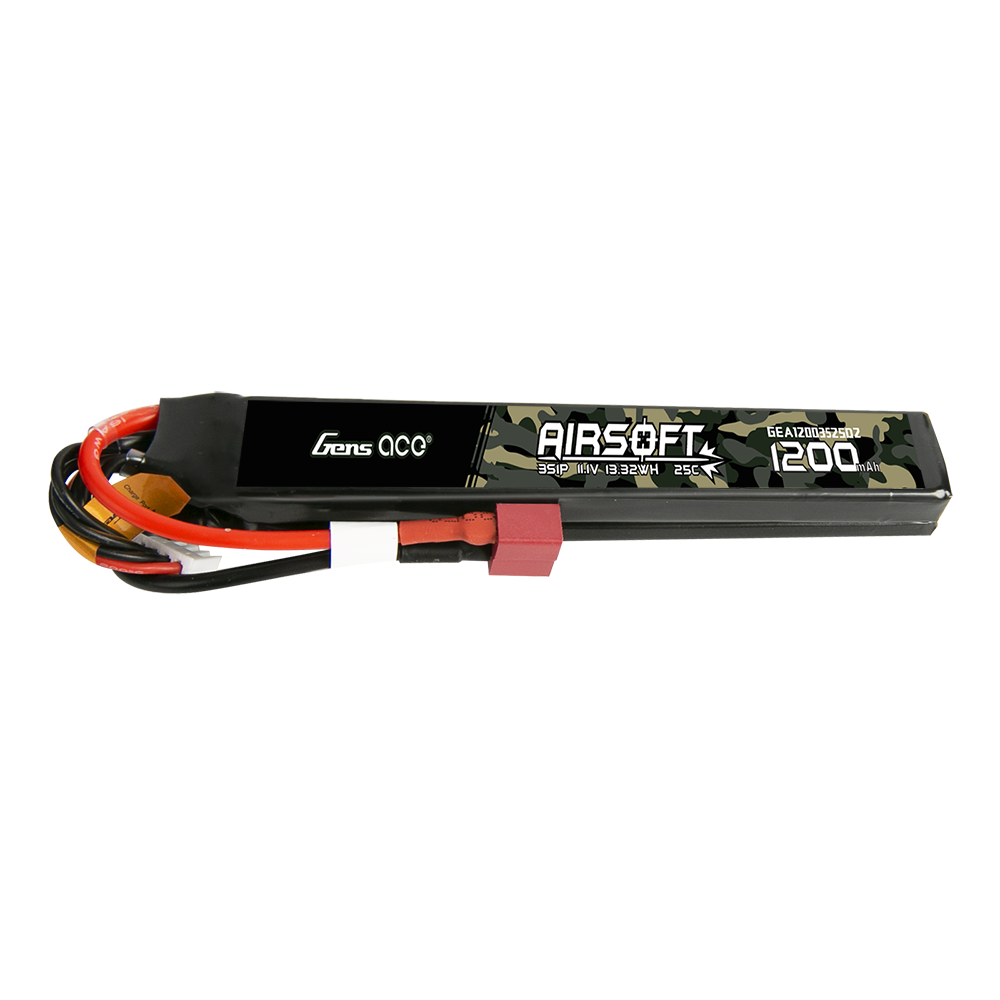 Gens Ace 25C 1200 mAh 3S1P 11,1 V Sattel Airsoft Gun Lipo Batterie mit T-Stecker