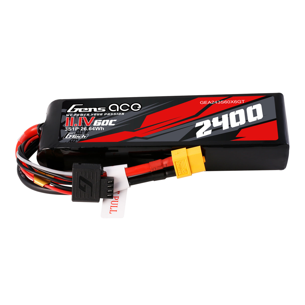 Gens ace G-Tech 2400mAh 11.1V 60C 3S1P Lipo Battery With XT60 Plug