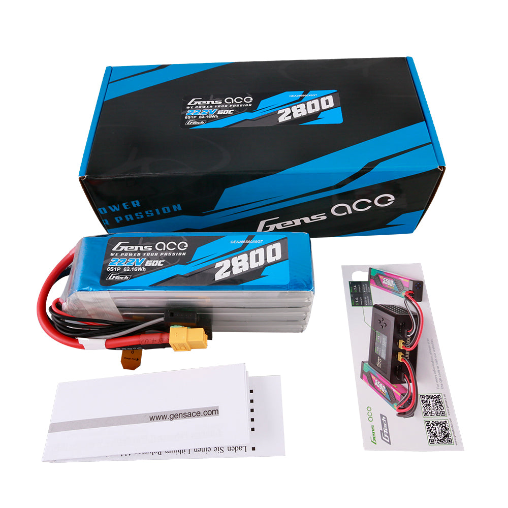 Gens ace G-Tech 2800 mAh 22,2 V 60C 6S1P Lipo-Akkupack mit XT60-Stecker