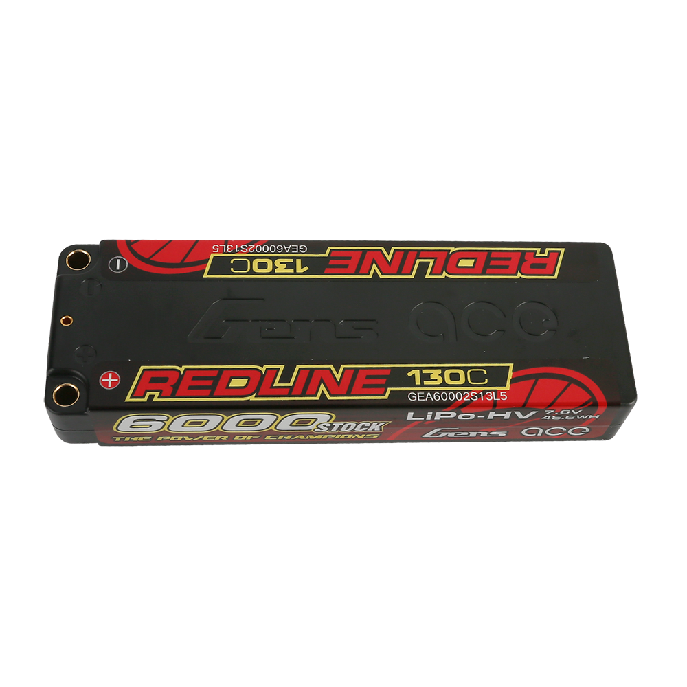 Gens ace Redline Series 6000mAh 7.6V 130C 2S2P HardCase 57# HV Lipo Battery