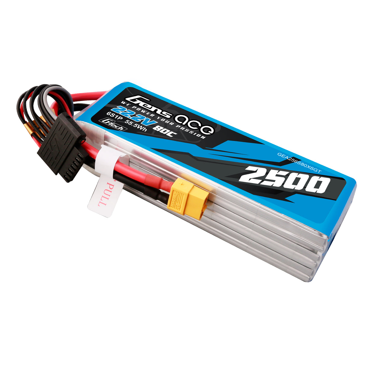 Gens ace G-Tech 2500mAh 22,2V 80C 6S1P Lipo Akkupack mit XT60 Stecker