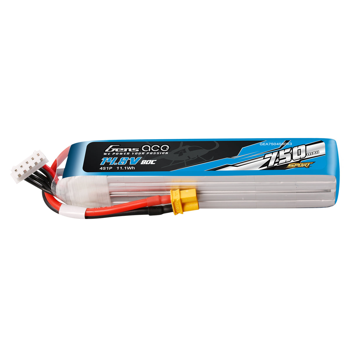 Gens ace 750mAh 14.8V 80C 4S1P Lipo Battery Pack with XT30 Plug