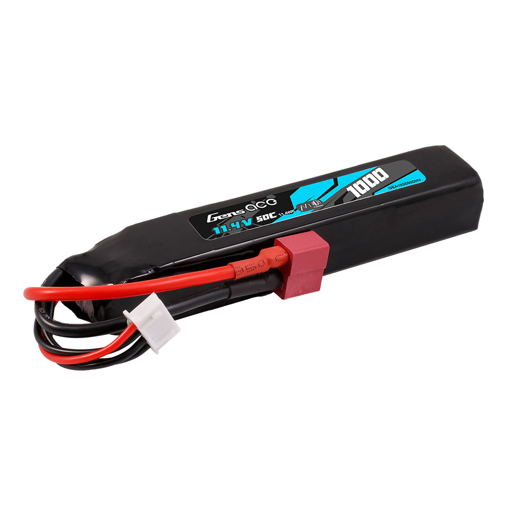 Gens ace 1000mAh 3S 50C 11.4V HV LIPO Battery with Deans(T) Gens ace 1000mAh 3S 50C 11.4V HV LIPO Battery with Deans(T)